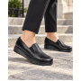 pantofi dama negri din piele naturala cu platforma joasa si elastic lateral NA270NP Ciucaleti